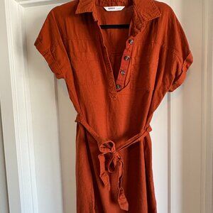 Sonoma Rusty Orange Color Linen Dress